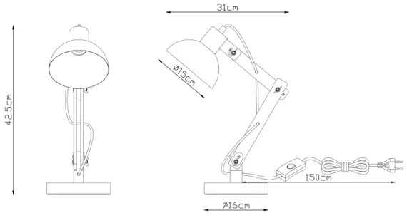 Globo 21503 - Lampada da tavolo TONGARIRO 1xE27/40W/230V