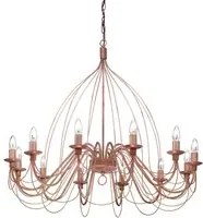 Lampadario Shabby Chic-Provenzale Corte Metallo Corten 12 Luci E14