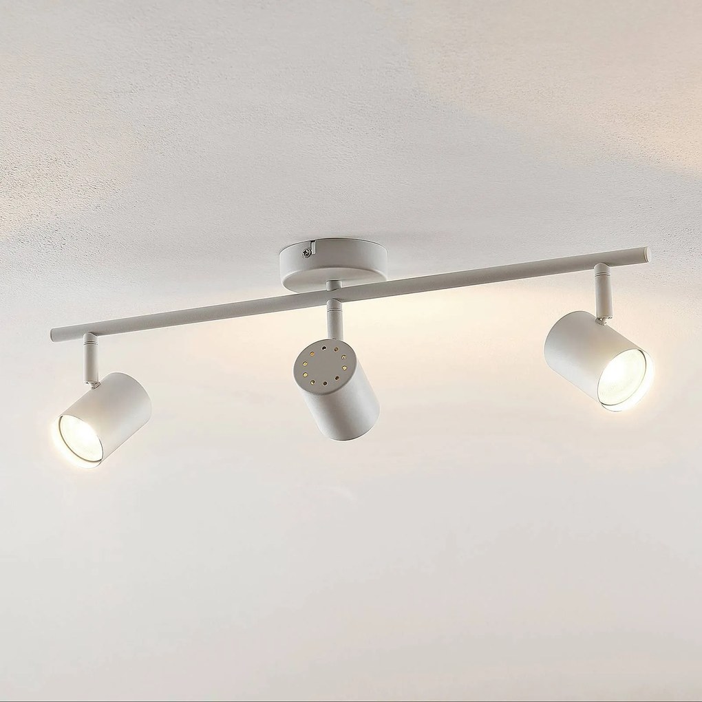 Faretto da soffitto Lindby Jorell, bianco, 55 cm, a 3 luci, metallo, GU10 Jorell Lindby, dimmerabile, Bianco / Opale, Soggiorno / Sala da pranzo, Metallo, Moderno, Faretto