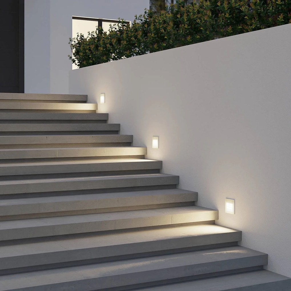 Arcchio Applique a LED da incasso Zamo, lamelle, bianco, metallo, IP65 Zamo Arcchio, dimmerabile, Bianco / Opale, Corridoio, Alluminio, Moderno, Applique da esterni