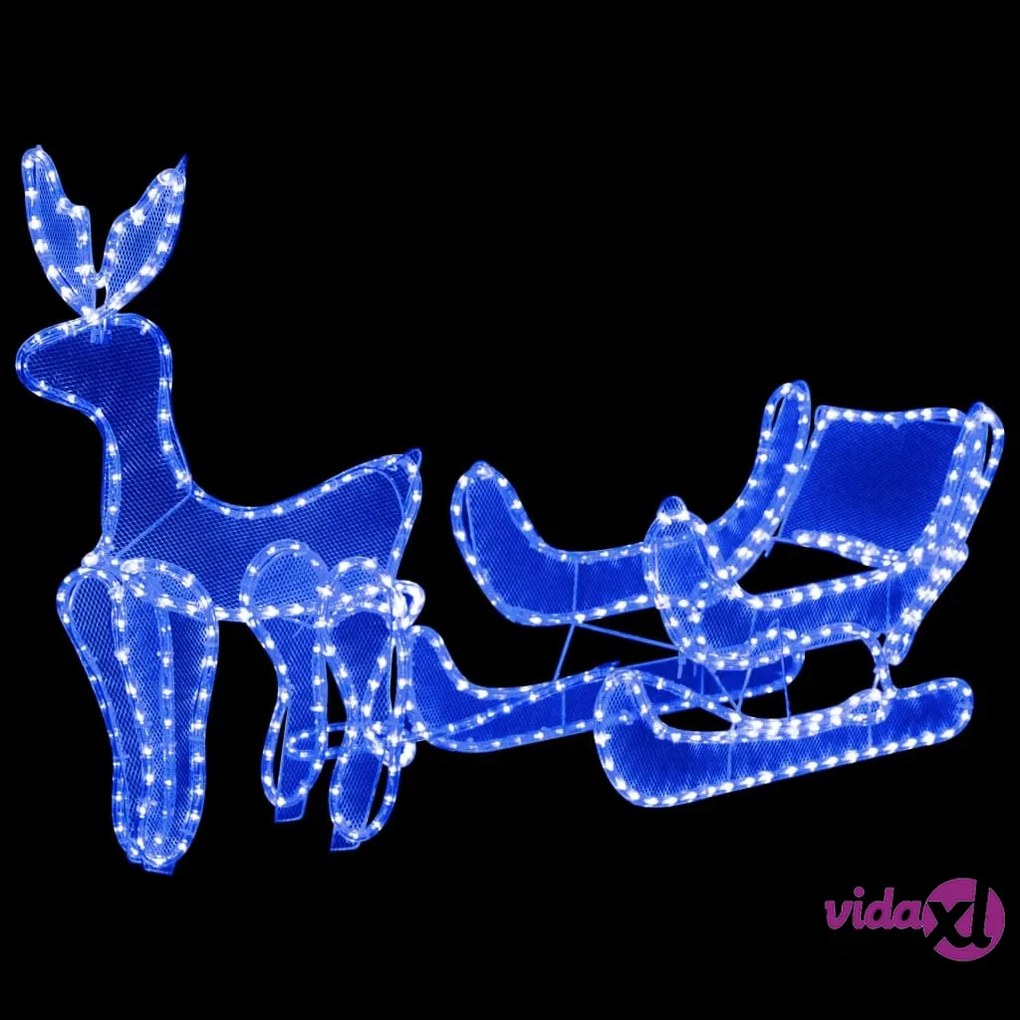 vidaXL Decorazione Luminosa Natalizia Slitta e Renna con Rete 432 LED