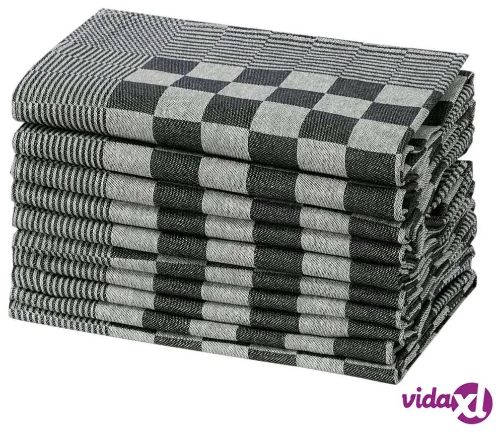 vidaXL Strofinacci da Cucina 10 pz Neri e Bianchi 50x70 cm in Cotone
