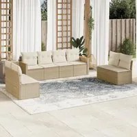 Set Divano da Giardino 8 pz con Cuscini Beige in Polyrattan 3225890