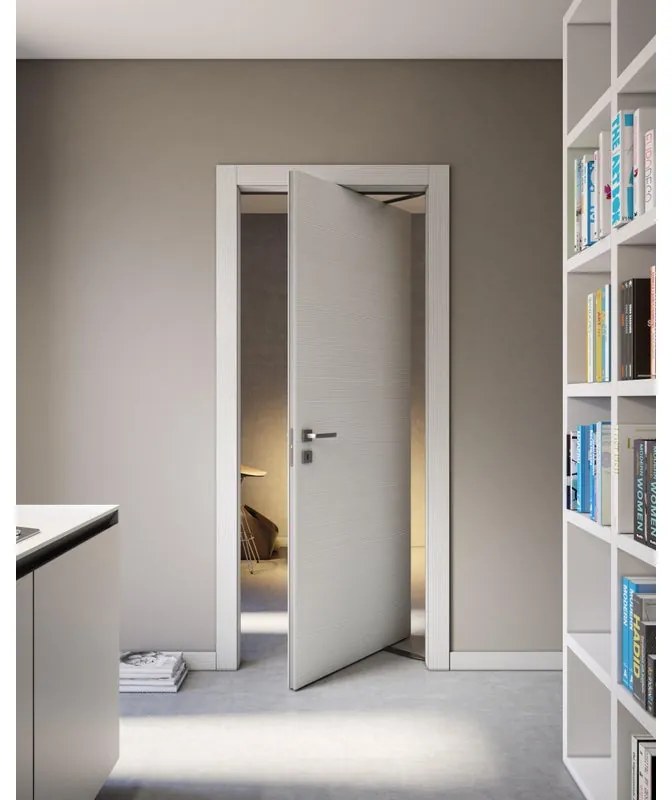 Porta interna rototraslante Modena in legno di abete colore bianco matrix, L 60 x H 210 cm, apertura a destra