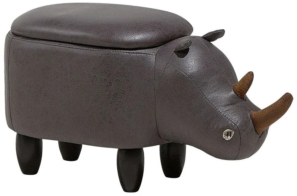 Pouf in tessuto similpelle grigio scuro RHINO Beliani