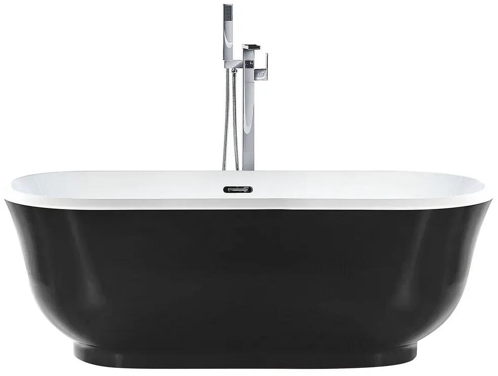 Vasca da bagno freestanding acrilico nero 170 x 77 cm TESORO Beliani
