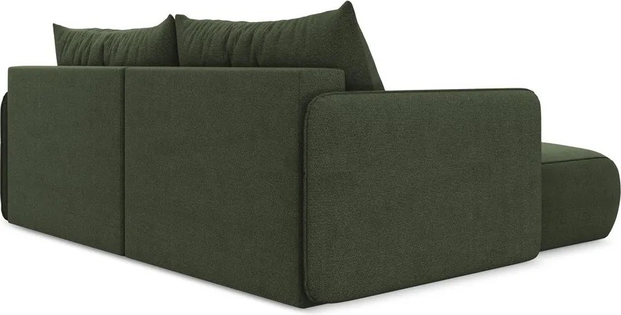 Divano angolare verde allungabile/con contenitore (con penisola a sinistra) Nanea – Makamii