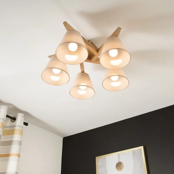Plafoniera ANTONIO 5xE14/40W/230V rovere