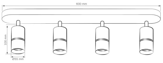 Faretto BAMBOO 4xGU10/10W/230V nero