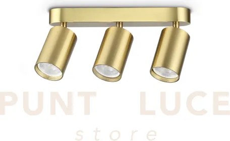 Dynamite faretto ottone 3 luci attacco gu10 27,5cm lampadina inclus...