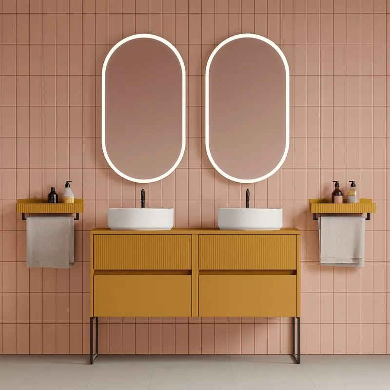 Mobile da bagno sotto lavabo Niwa beige L 120 x H 78 x P 46 cm, lavabo non incluso