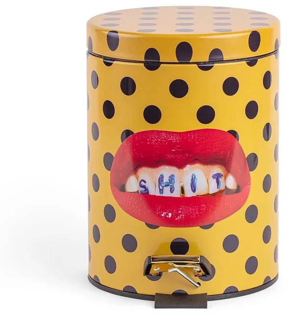 Shit Toiletpaper Home Dustbin Ø25xH39,5 Giallo/Nero/Multicolor - Seletti