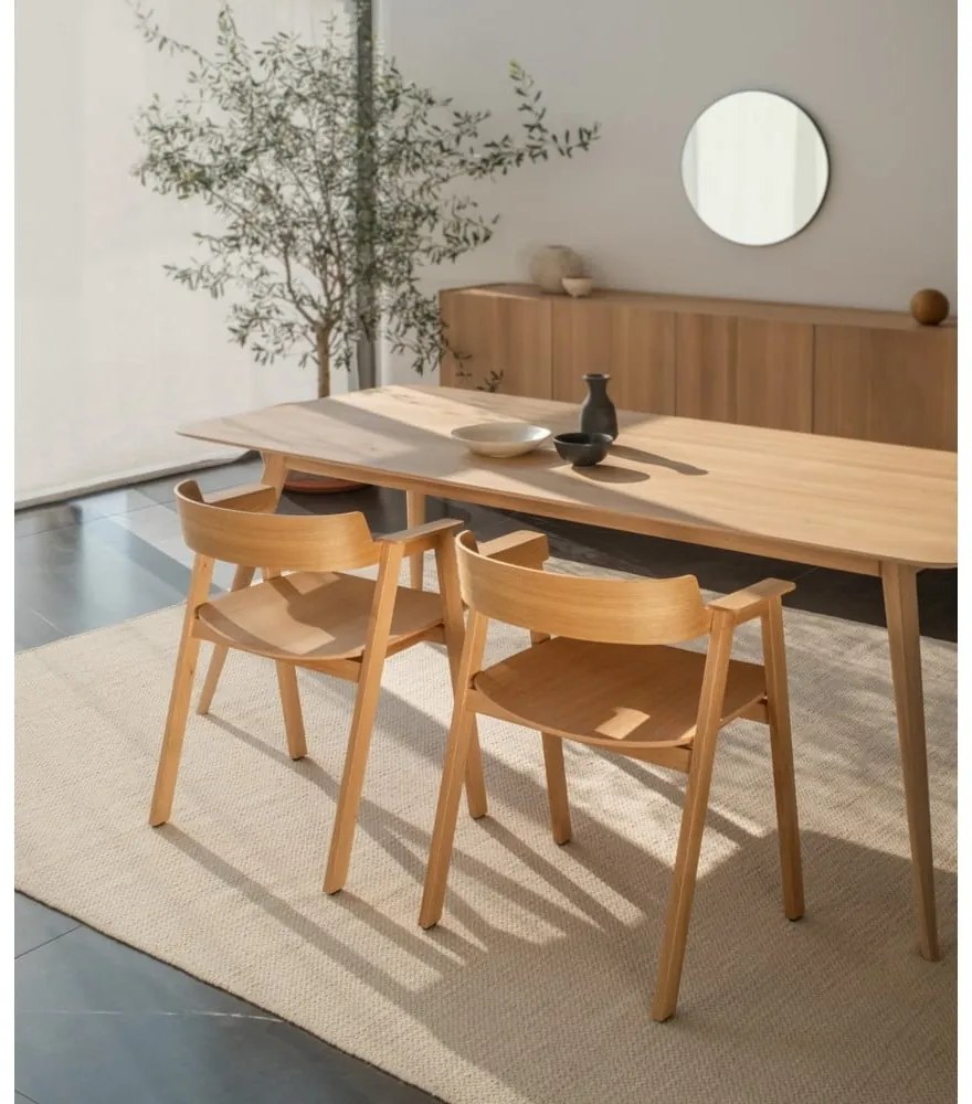 Sedia da pranzo marrone/di colore naturale in pelle con braccioli Flip – Gazzda