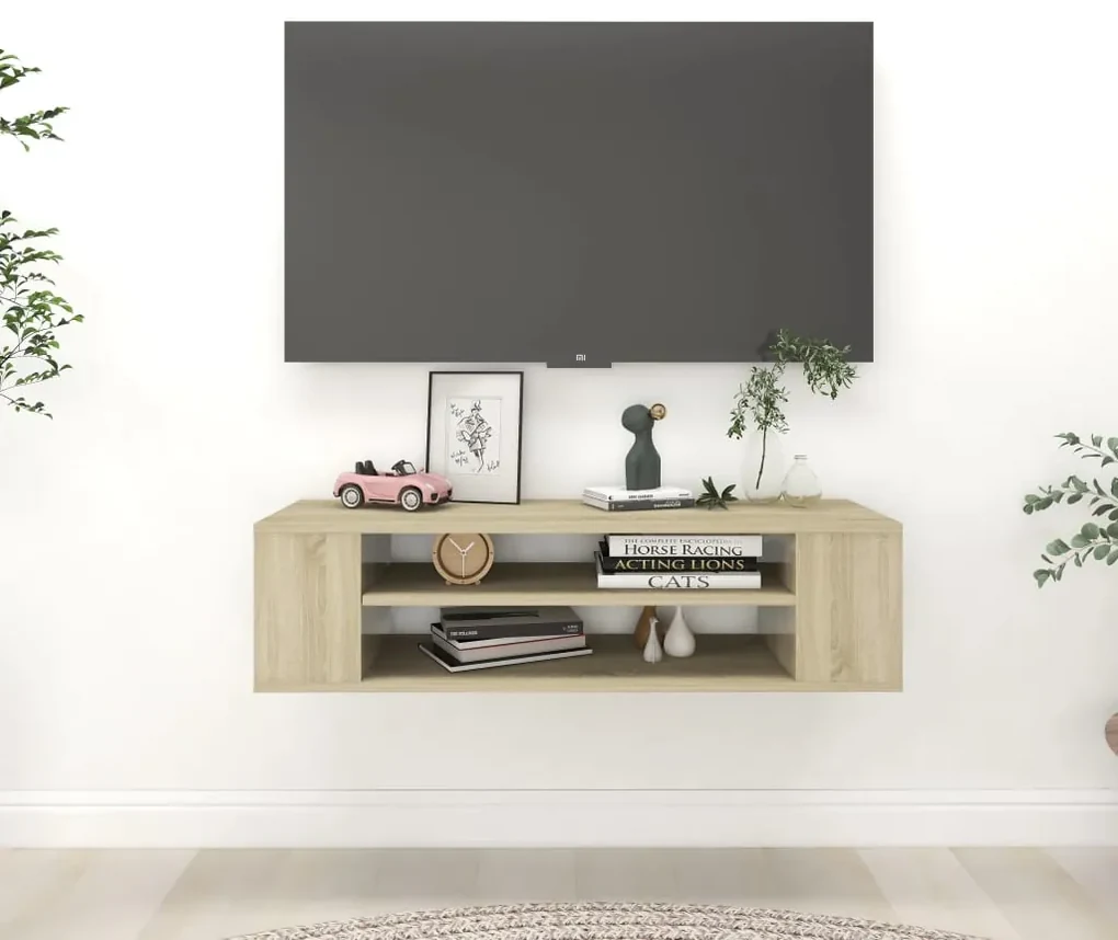 Mobile porta tv sospeso rovere sonoma 100x30x26,5cm truciolato