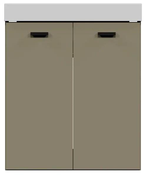 Mobile da bagno sotto lavabo COLAVENE Alaqua beige opaco L 60 x H 76 x P 50 cm 2 ante, lavabo non incluso
