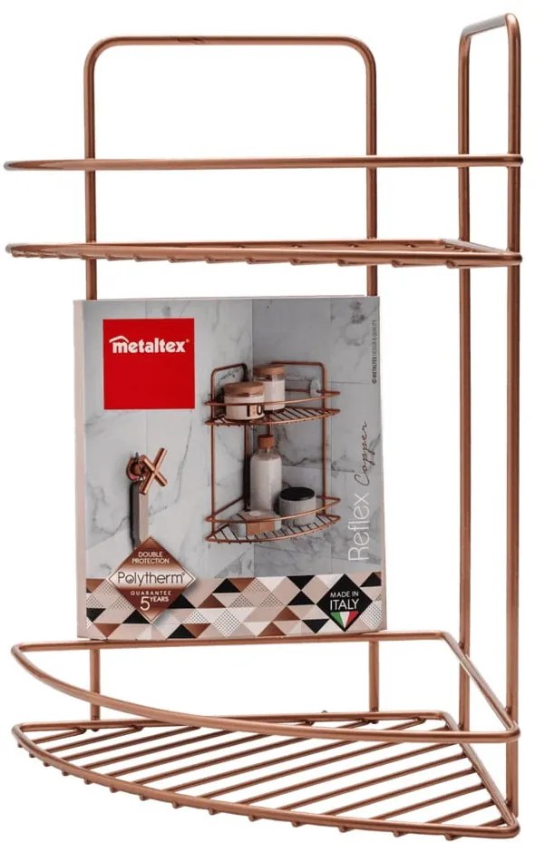 Mensola angolare da bagno a due piani Rame - Metaltex