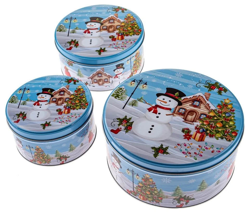 Set di contenitori per alimenti in metallo per i dolci 3 pz Snowman – Dakls