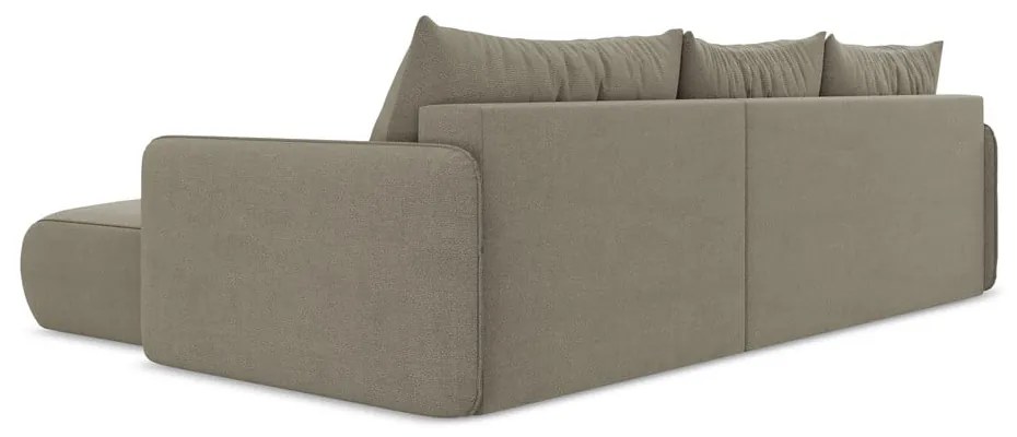 Divano angolare beige allungabile/con contenitore (con penisola a destra) Nanea – Makamii