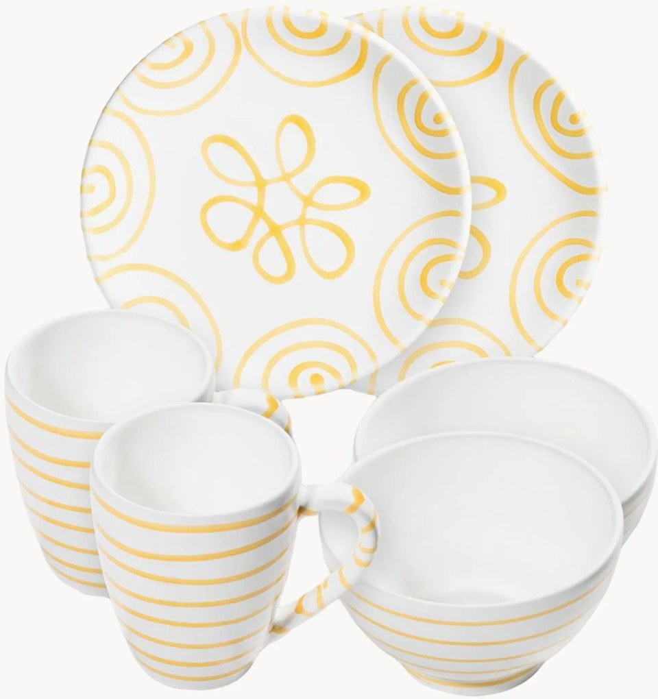 Set da colazione fatto a mano Gelbgeflammt, 2 persone, set da 6