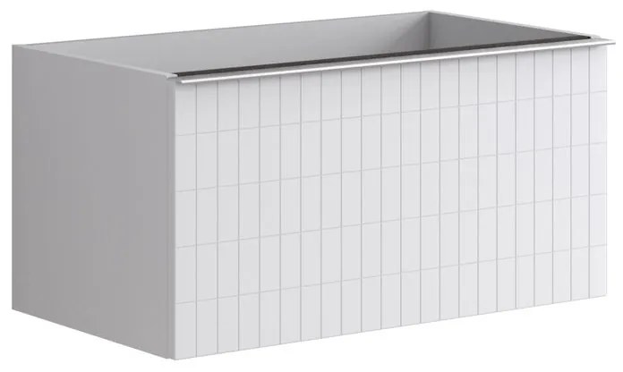 Mobile da bagno sotto lavabo Pixel grid frontale bianco e maniglia alluminio brillante laccato L 80 x H 40 x P 45.5 cm 2 cassetti, lavabo non incluso