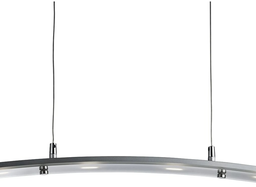 Lampadario Moderno Curva Acciaio Argento Led 20W 3000K