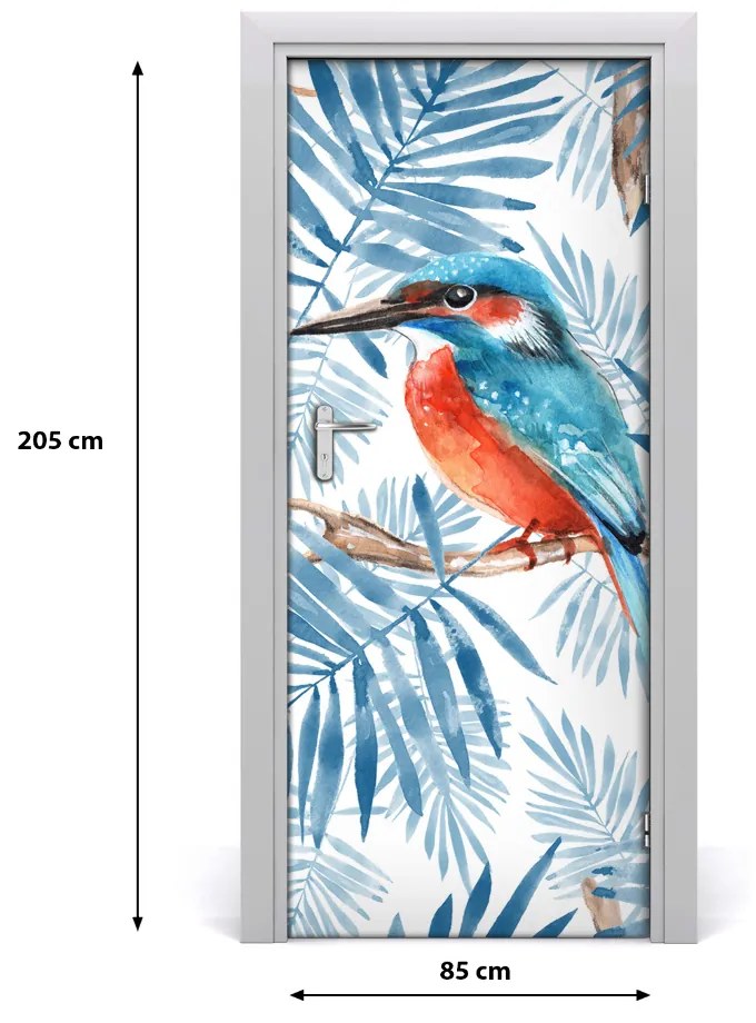 Sticker porta Uccelli e foglie 85x205 cm