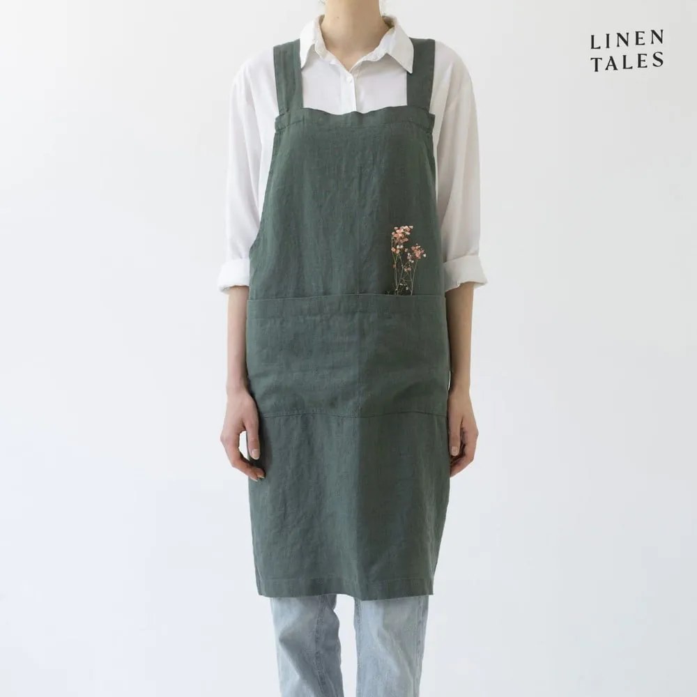 Grembiule in lino Forest Green - Linen Tales