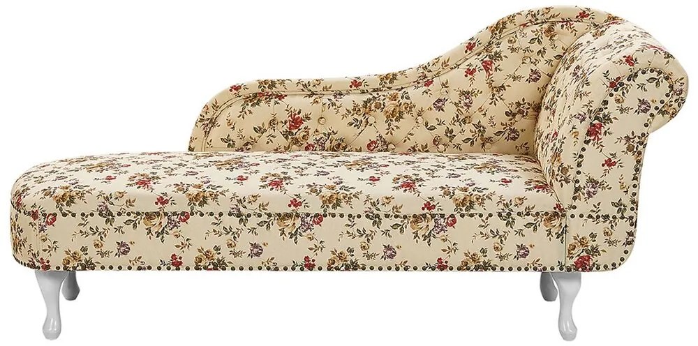 Chaise longue destra modello floreale beige NIMES Beliani