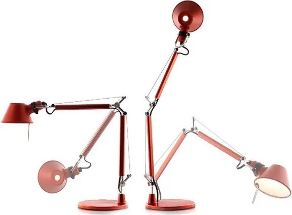 Artemide Tolomeo micro tavolo alogeno rosso metalizzato completa di base