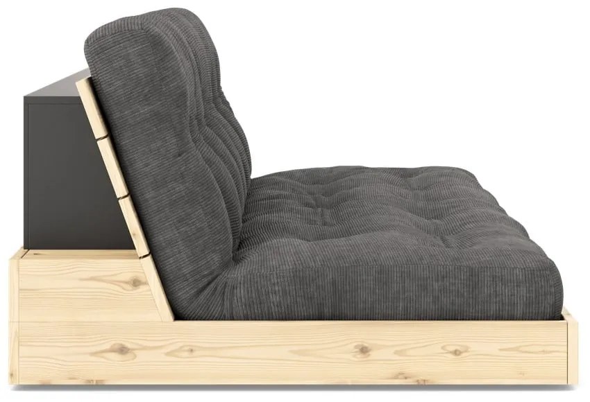 Divano letto in velluto a coste nero-antracite 196 cm Base - Karup Design