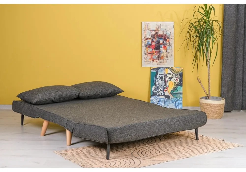 Divano letto grigio scuro 120 cm Folde - Artie