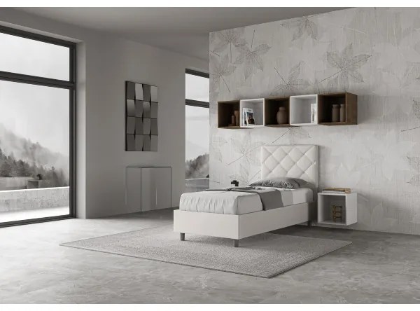 Letto senza rete imbottito 80x210 similpelle bianco Priya