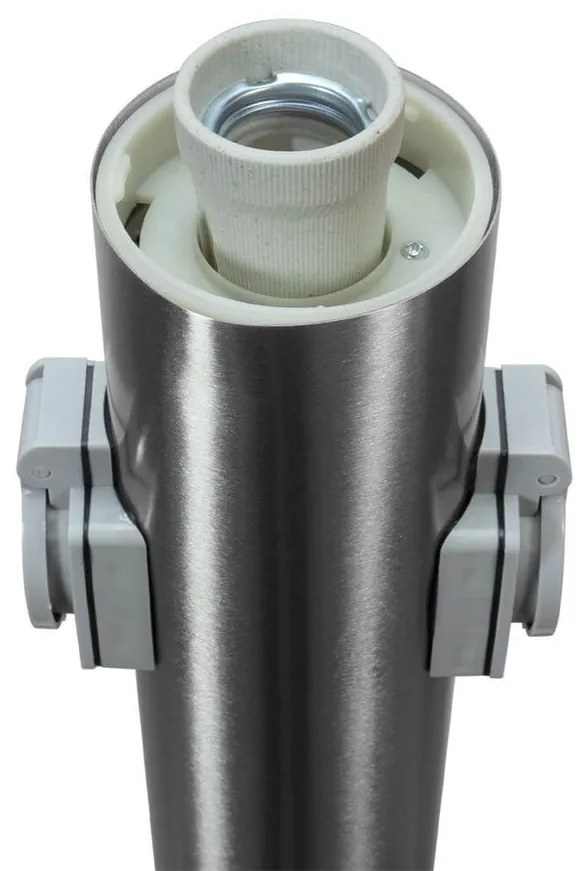 Paletto da giardino con Doppia Presa Corrente 80cm Acciaio Inox E27 Colore Inox