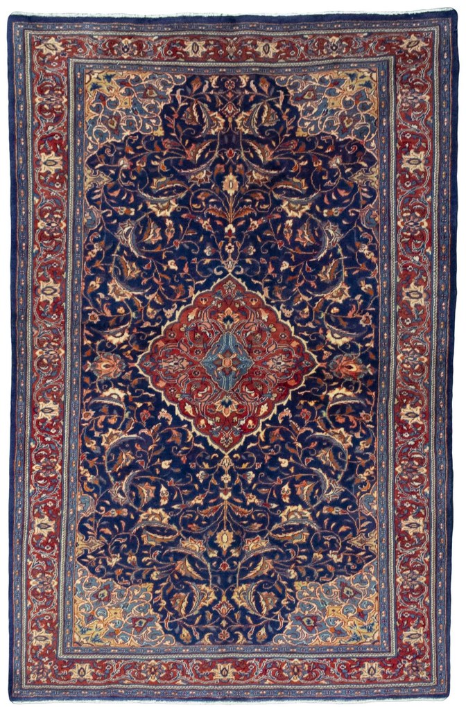 Sarouk Tappeto 140 x 210 Blu (Iran) Annodato A Mano