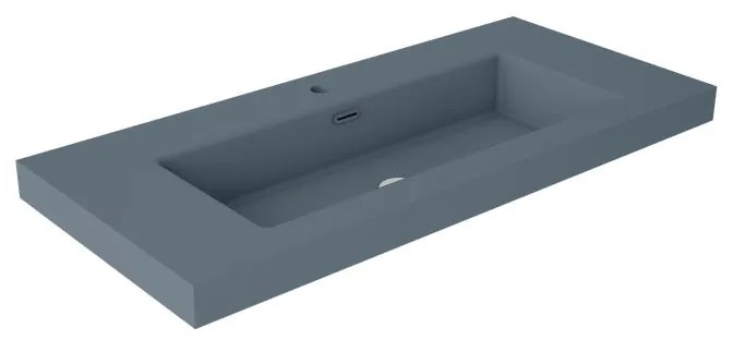 Lavabo a incasso rettangolare vasca centrale Nantes L 101 x H 6 x P 46 cm in resina blu satinato