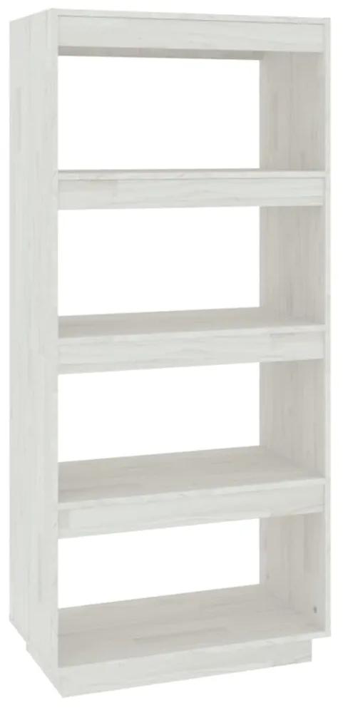 Libreria/divisorio bianco 60x35x135 cm legno massello di pino