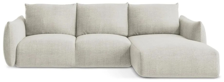 Divano angolare beige allungabile (con penisola a destra/con chaise lounge) Leila – Makamii