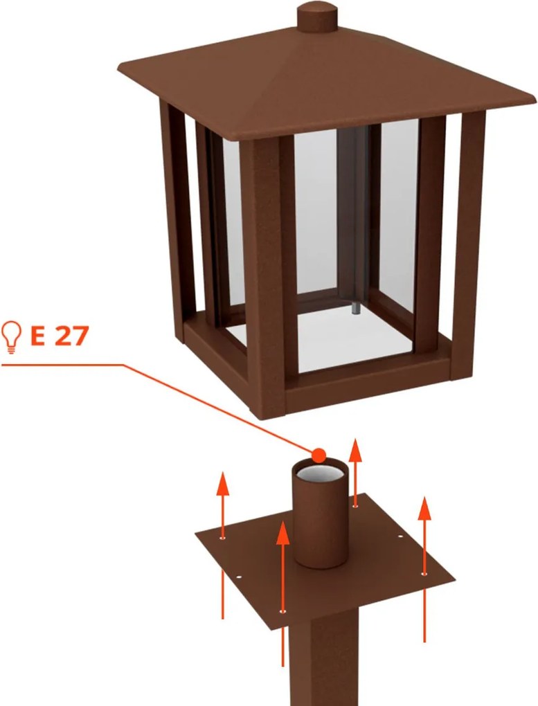 Paletto da Giardino Corten 80cm Acciaio INOX Base E27 - Serie PILLAR