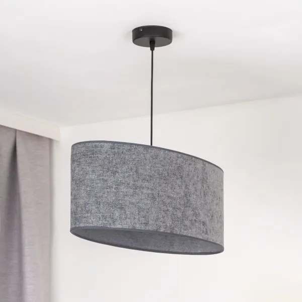 Duolla - Lampadario a sospensione con filo OVAL 1xE27/15W/230V grigio