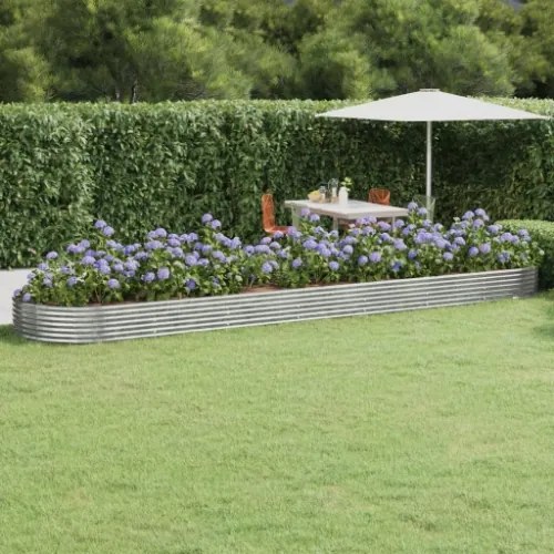 Letto Giardino Acciaio Verniciato Polvere 600x140x36 cm Argento