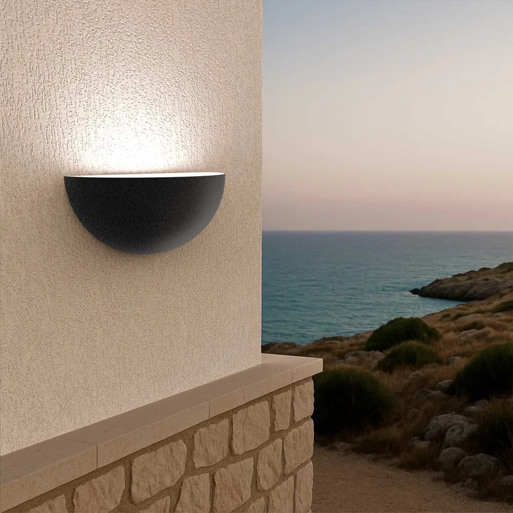 Applique Curva Monodirezionale con base E27, IP54 Nera - Serie BRINA Base E27