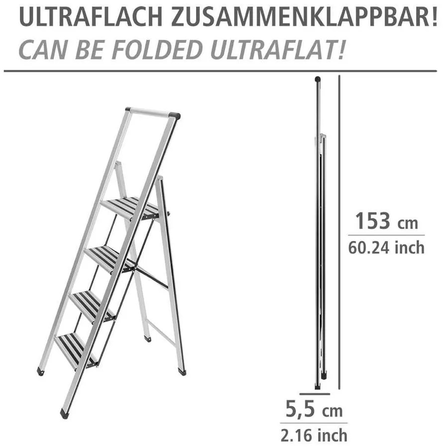 Scala a gradini pieghevole, altezza 153 cm - Wenko