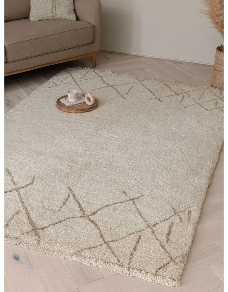 Tappeto in lana lavabile e tessuto crema 200x290 cm Azera Crosshatch - Asiatic Carpets