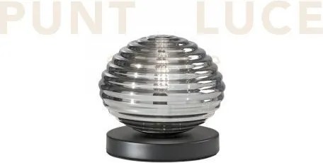 Lumetto ripple nero e cromo 1 luce attacco e27 18x18x16,5cm in vetr...