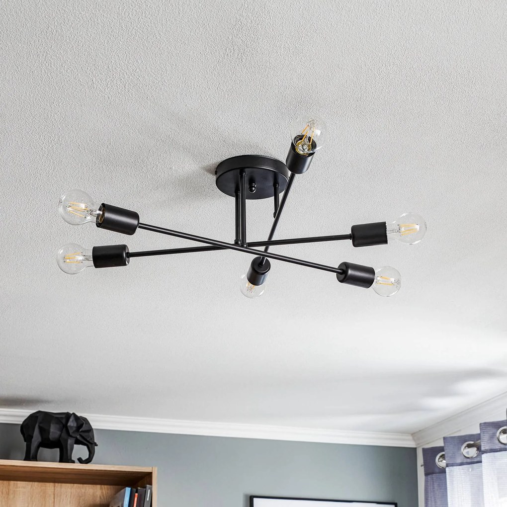 Plafoniera soffitto Veken EMIBIG LIGHTING, dimmerabile, Nero, Soggiorno / Sala da pranzo, Metallo, Plafoniera