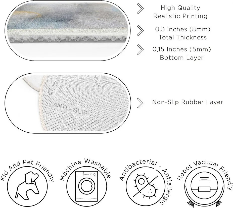 Tappeto rotondo blu/grigio lavabile ø 120 cm Golden Lilly – Mila Home