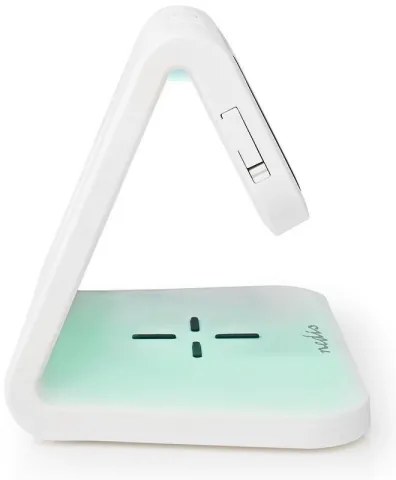 Nedis WCACQ10W1WT - LED RGB Orologio a sveglia con caricatore wireless LED/10W/5V bianco