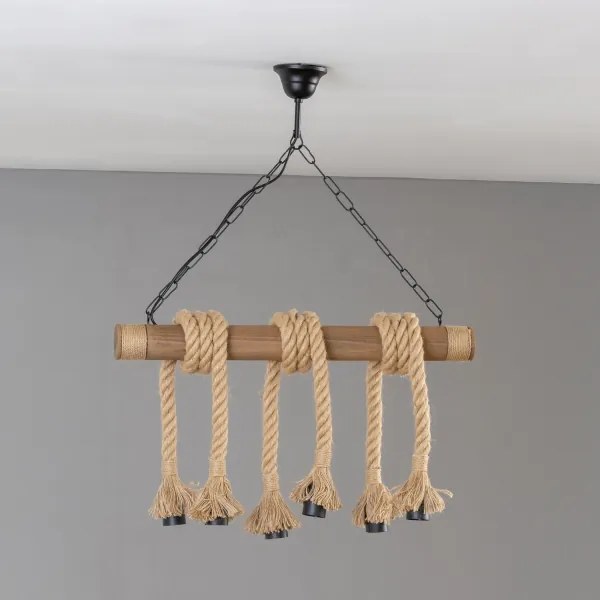 Brilagi - Lampadario a sospensione con catena KOS 6xE27/60W/230V faggio