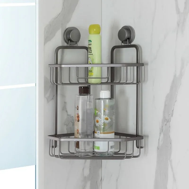 Griglia doccia portaoggetti angolare in acciaio canna di fucile doppio fissaggio