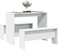 Set Tavolo da Pranzo con Panche 3 pz Bianco in Truciolato 855530